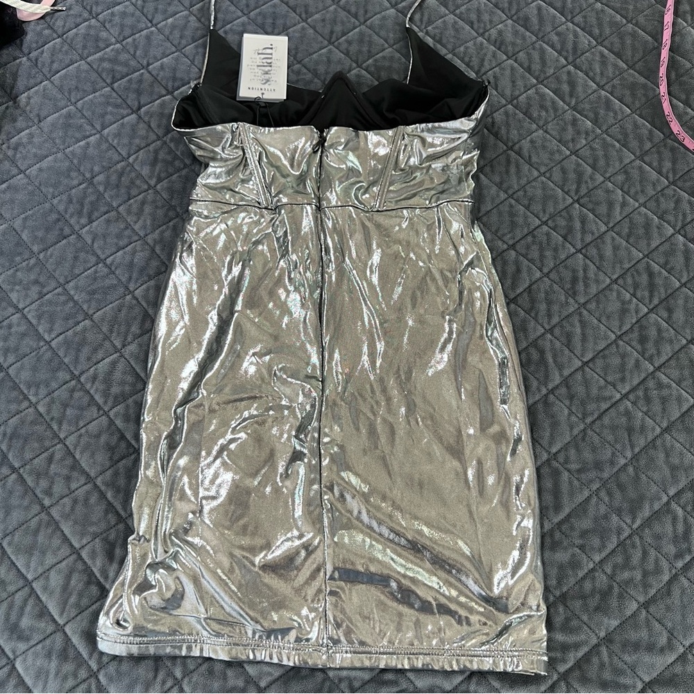 Soda Metallic Silver Halter Mini Dress - Picture 7 of 9